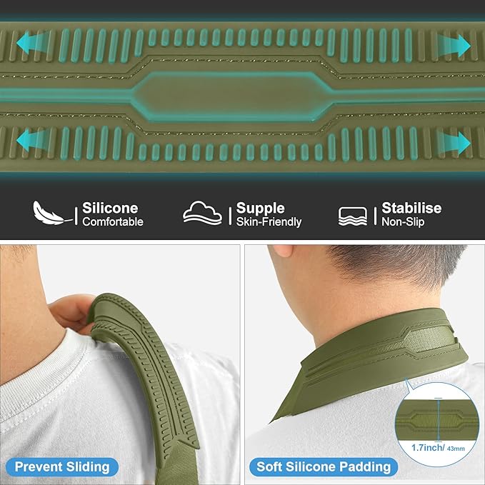 FIEIL Camera Shoulder Strap with Quick Release Plate, 1.5''Wide Universal Camera Neck Strap, Smooth and sturdy, Equipped with Comfortable Silicone Shoulder Pad for Photographers(Moss Green)