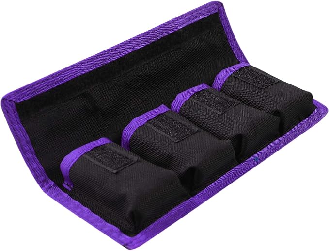 Meking Battery Storage Case Bag with 4 Pockets for DSLR Camera, Suitable for AA/AAA Battery and LP-E6 LP-E8 LP-E10 LP-E12, EN-EL14 EN-EL15, NP-FW50 NP-F550 NP-FM500H