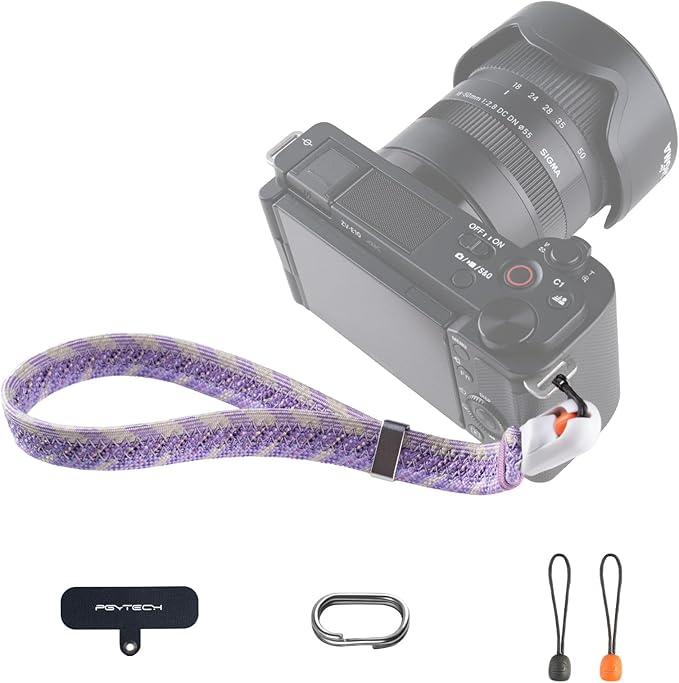 PGYTECH Camera Wrist Strap Slim Trendy Style, Adjustable Quick Release Anti-Drop Braided Rope Hand Strap Holds 55.1lb for Fujifilm/Sony/Nikon/Canon Camera/Phone for Young Photographers, Lilac Purple