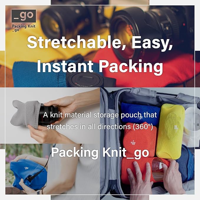 PACKING KNIT_GO Camera Cover, Square W, Made in Japan, S size, Dark Gray