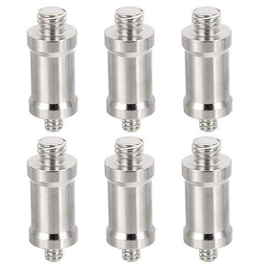 PATIKIL Camera Spigot Screws Converter 3/8" to 1/4" Male to Male, 6 Pack Tripod Screw Adapter Spigot Stud for Light Stand Hot Shoe Cold Shoe Adapter Ball Head Flash, Black