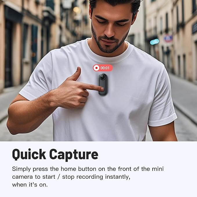 Meoilkolnm 4K 128GB Mini Body Camera, Wearable Action Body Cam, Thumb Size Hands Free Recording Body Worn Camera, Premium Portable Camcorder Mount Anywhere for Pet Walking, Work, Travel (Black)