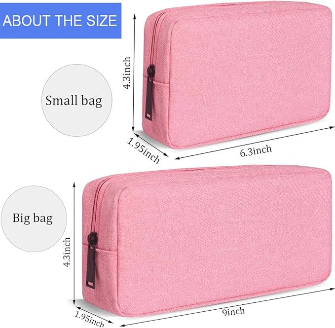 Electronic Organizer Case, Travel Cable Organizer Bag Pouch Electronic Accessories Carry Case Waterproof Electronic Accessories Bag for Cable, Cord, Charger, Power Bank, Earphone (Big-Pink)