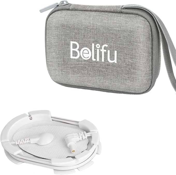 Belifu Storage Bag with Wrapable Pads Holder, Hard Travel Case for Tens Unit, Electrode Pads and Wires Organizer, Portable Zipper Bag with Film and Mesh Bag