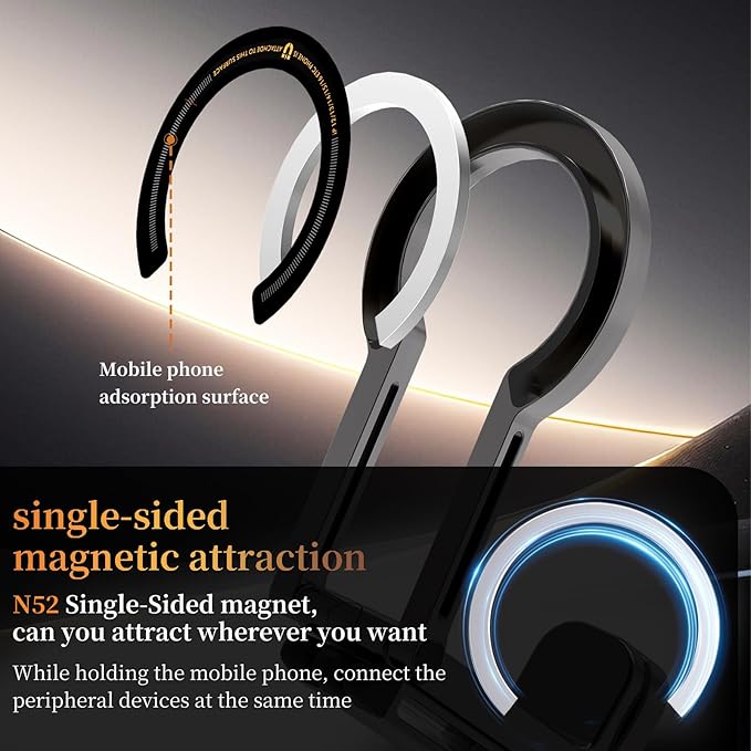 Hualele Magnetic Phone Tripod Stand for Magsafe Accessories - Mini Pocket Cell Phone Stand Strong Quick Mount Phone Holder Travel Essentials for Cell Phone Video Recording Camera Mounts, Black