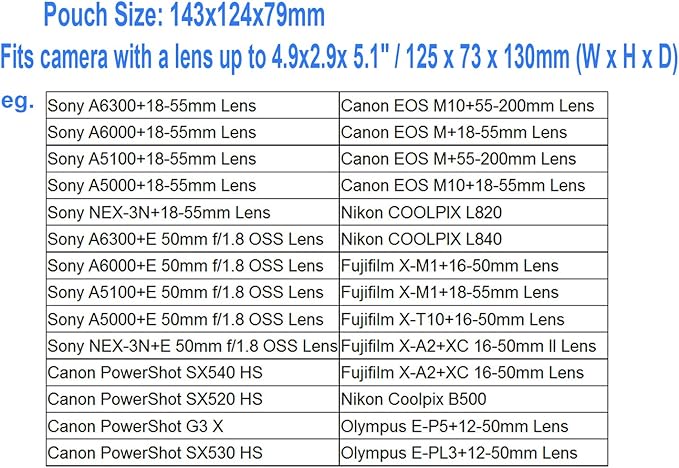 JJC Grey Ultra Light Neoprene Camera Case for Sony a6600 a6500 a6400 a6300 a6100 a6000 a5100 +18-55mm/E 50mm F1.8 Lens, Pouch Bag for Fuji X-T30 X-T20 X-T10 +16-50mm, Canon PowerShot SX530 SX540 G3X