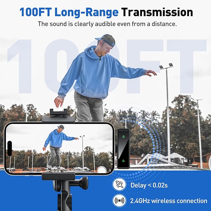 USB C Wireless Lavalier Microphone for Android, PC, Laptop, iPhone 15/16, USB Microphone with Noise Cancellation, Lapel Mic Wireless for Video Recording, Vlog, YouTube, TikTok