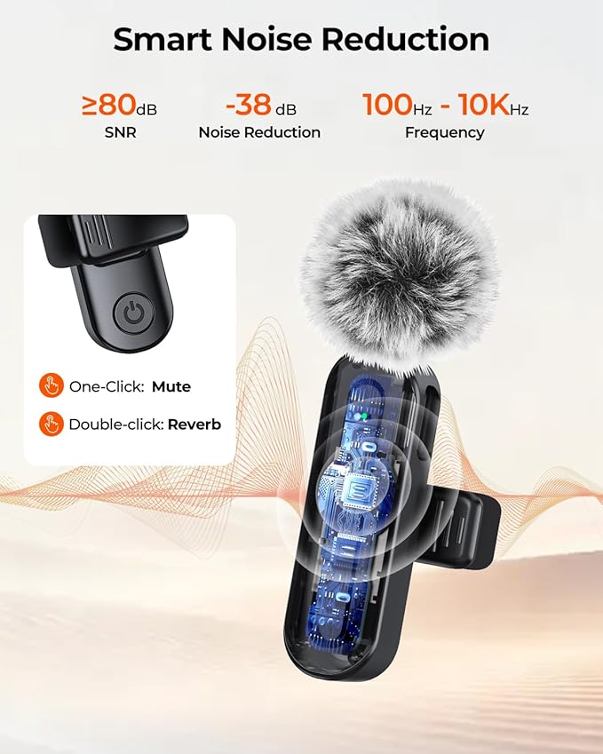 PQRQP Wireless Mini Microphone for iPhone/iPad/Android: 2 Pack Lavalier Microphone for Video Recording, High-Fidelity Audio iPhone Mic with USB-C for Content Creators, Bags & Cases