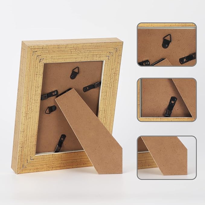 Edenseelake 4x6 Picture Frames Set of 2, Vintage Gold Photo Frame 4 by 6 for Tabletop or Wall Display
