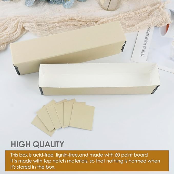 Golden State Art, Archival Slide Storage Case, Acid-Free Metal Edge File Box, Holds Up to 140 Films, Ideal for Store Photos Negatives and Cards, 2.5" x 2.125" x 11" (Tan)