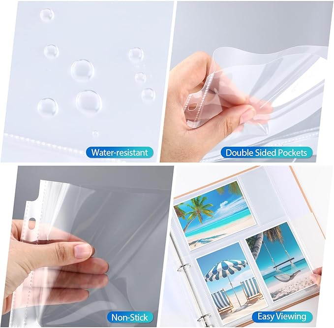 Feifeiya 150 Pack 4 x 6 Photo Sleeves for 3 Ring Binder(for 600 Pictures) archival Photo Page Protectors Holds Clear Plastic Refill Pages Plastic Album Refill Pages