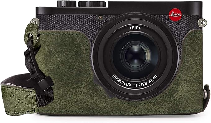 MegaGear MG1721 Ever Ready Genuine Leather Camera Half Case Compatible with Leica Q2 - Green