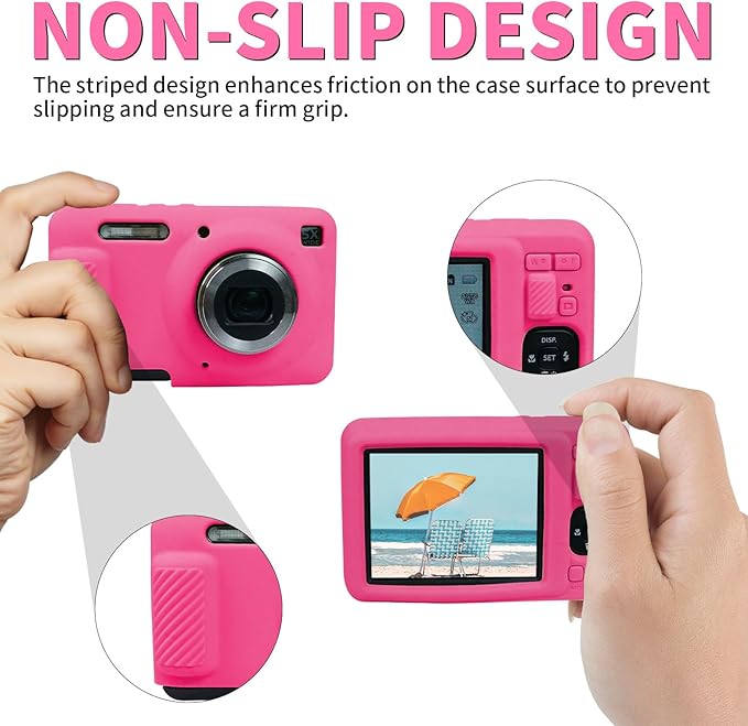 Easy Hood Camera Case for Kodak PIXPRO FZ55, Soft Silicone Cover Anti-Scratch Slim Fit FZ55 DSLR Camera Sleeve Body Skin Travel Protective Case, Rose