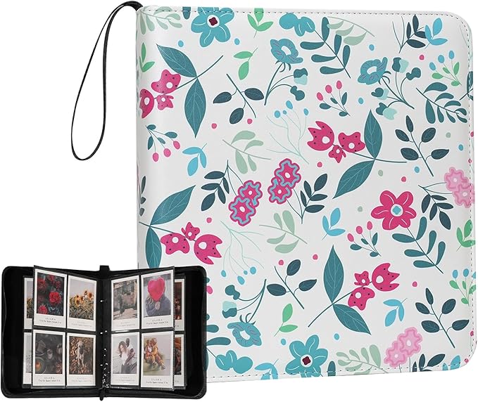 240 Pockets Portable Binder Photo Album Book For i-Type Square Polaroid Photos and Instax Wide Film Pictures (Modern Floral)
