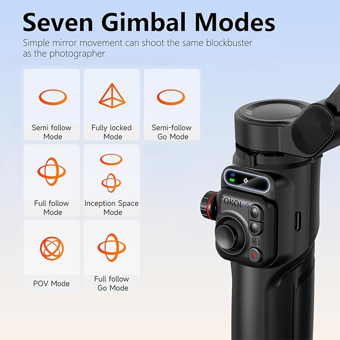 3-Axis Phone Gimbal Stabilizer for iPhone and Android with Magnetic Fill Light, Foldable Handheld Smartphone Gimbal with Extension Rod, 6H Battery, Portable Video Stabilizer for Travel Vlogging