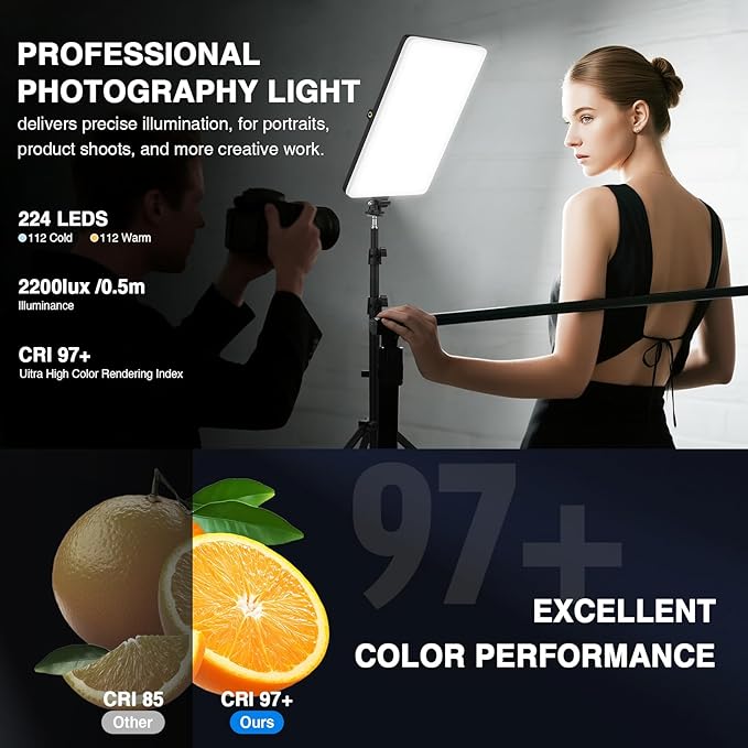 LED Video Light Panel, 20W Photography Lighting Portable Camera Soft Light Built-in 4000mAh Battery Type C, 2500K-8500K Photo Led Light for Video Recording Live Streaming Outdoor Indoor