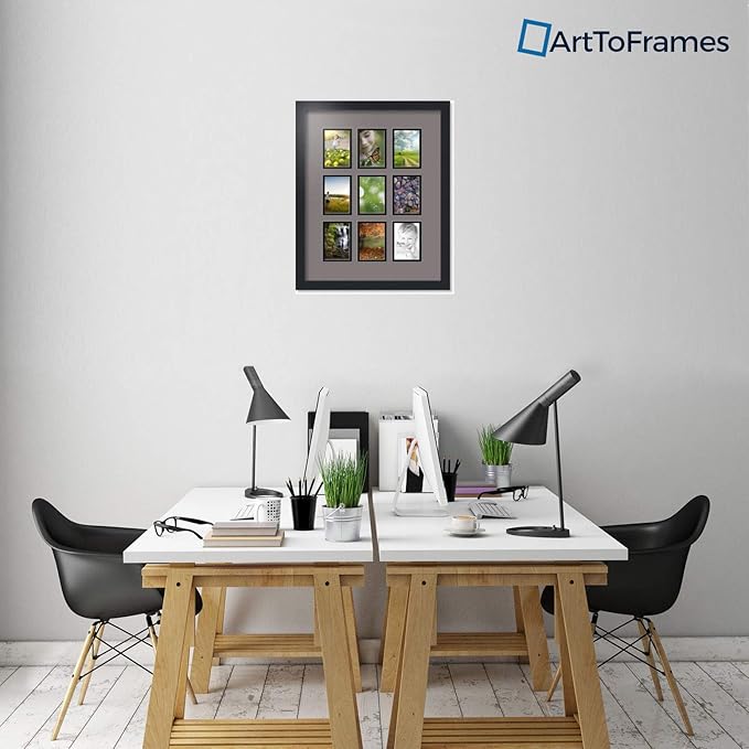 Art to Frames Double-Multimat-1045-748/89-FRBW26079 Collage Photo Frame Double Mat with 9-3.5x5 Openings and Satin Black Frame