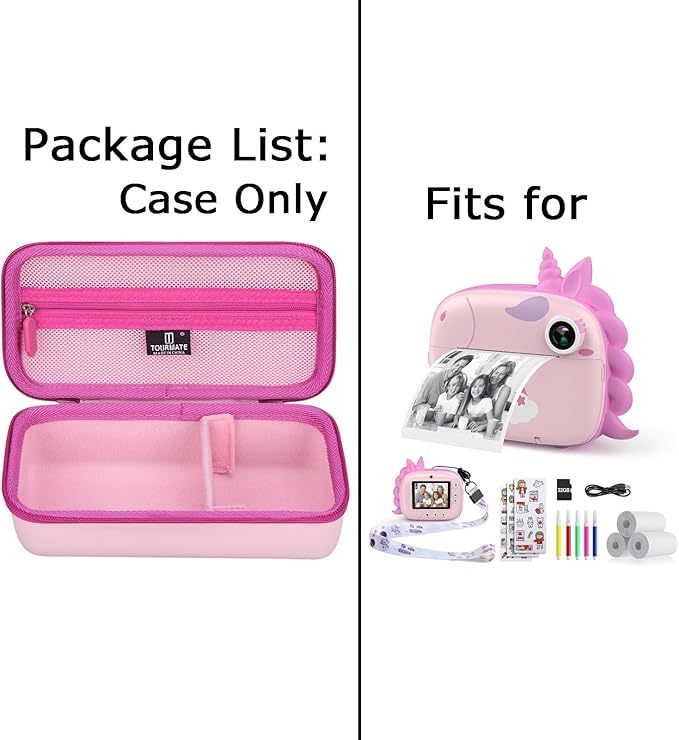 Tourmate Hard Storage Case for HiMont/Sangrui/ARNSSIEN/Usteetic Camera Instant Print - Travel Case for Selfie Video Camera(Only Box) (PU, Pink)