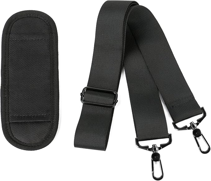 Ytonet Shoulder Strap, 52" Universal Adjustable Padded Laptop Shoulder Strap Replacement Comfortable Belt with Metal Hooks for Laptop Messenger Crossbody Bag Luggage Duffel Camera, Black