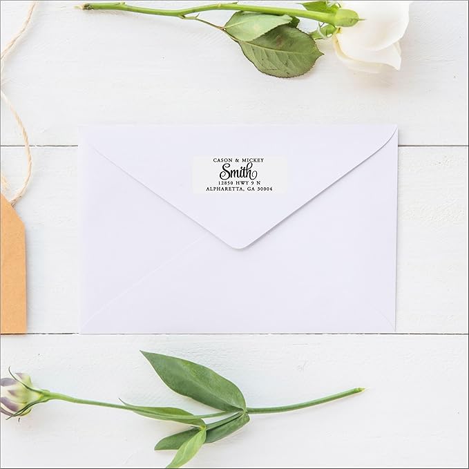 White Address Labels - Personalized Name Stickers, Custom Printed Return Mailing and Shipping Labels for Envelopes, Packages, Business, Home by PrettySweetParty (250, Serif and Script)