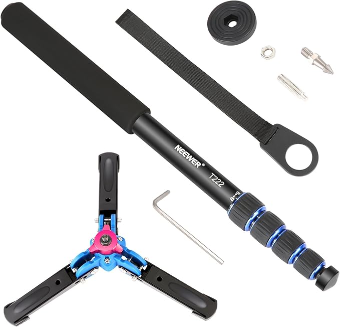 Neewer Extendable Camera Monopod with Detachable and Foldable Stand Base: Aluminium Alloy, Height 52-168 cm for Nikon Sony DSLR; Maximum Load of 5 kg