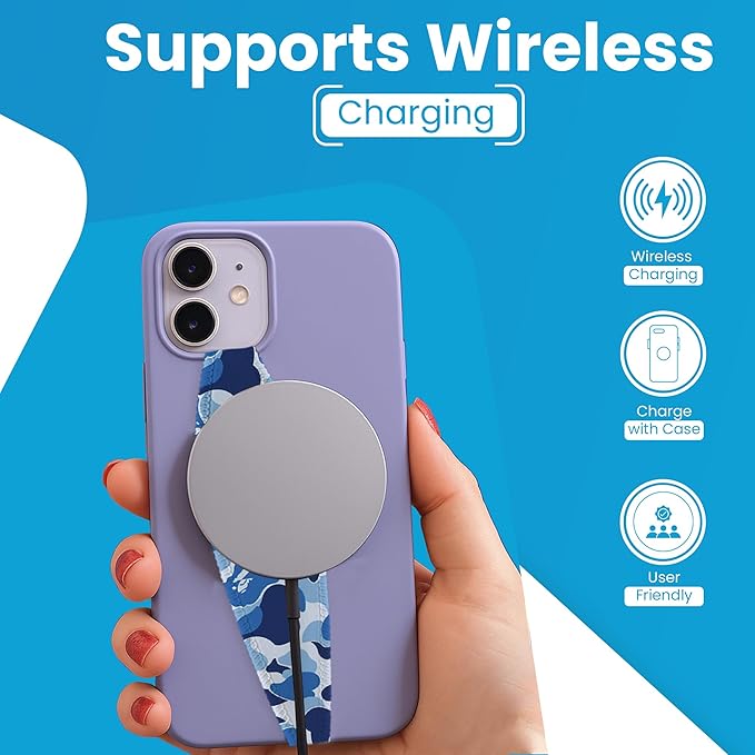 Switchbands Phone Grip Strap - Reversible Finger Holder for Phone Back, Customizable Anti-Slip Design, Wireless Charging Compatible Detachable Holder for iPhone - Carbon Fiber
