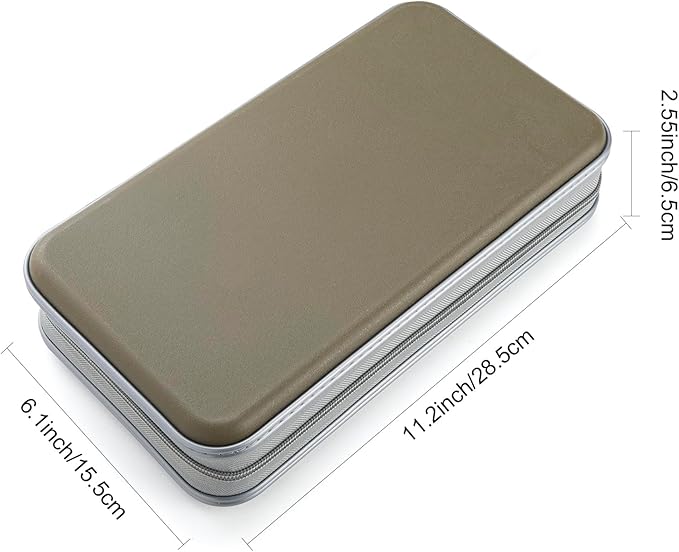 UENTIP 96 Capacity CD Case,Portable DVD Hard Plastic Case Holder CD Organizer Wallet Protective DVD Storage (olive, 96)