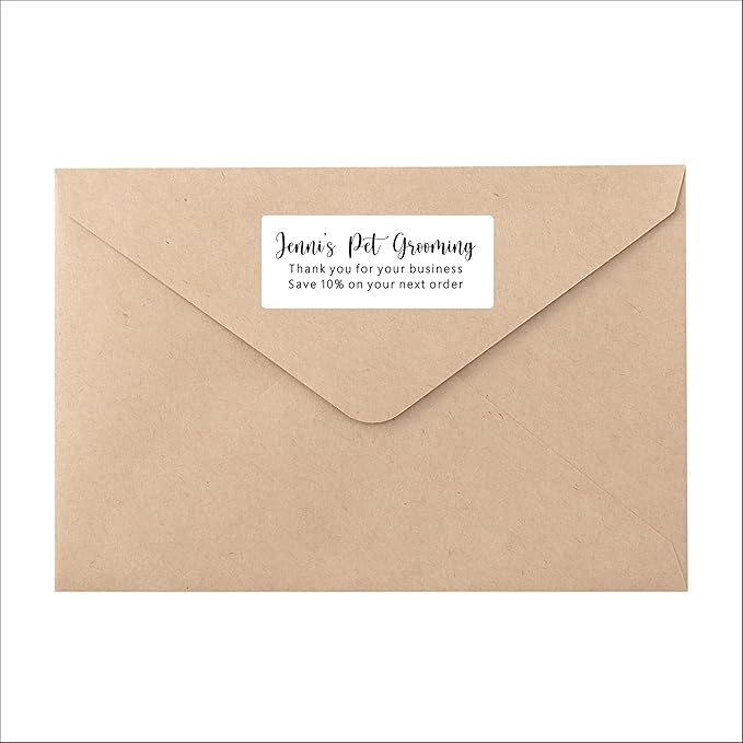 Personalized Return Address Labels - White Custom Printed Name and Home Address Stickers for Wedding, Personal and Business (250, Chic Script)