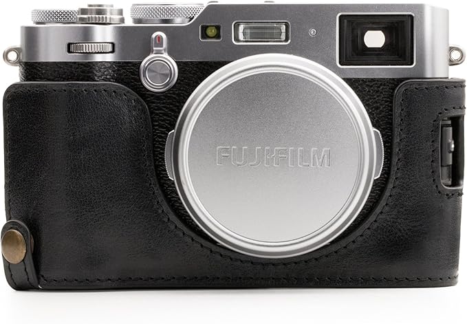 Megagear Fujifilm X100F Ever Ready Genuine Leather Camera Half Case And Strap, With Battery Access - Black - MG1281