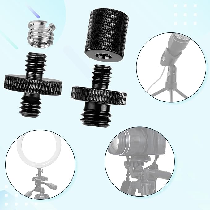 12pcs Mic Stand Adapter, Mic Thread Adapters 1/4 Female to 3/8 Male & 1/4 Male to 1/4 Male & 1/4 Male to 3/8 Male & 1/4 Female to 3/8 Female Screw Adapter for Microphone Boom Arm Camera Tripod