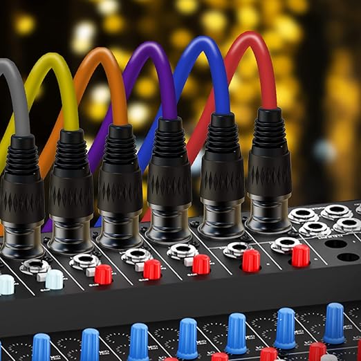 XLR Cables 6ft 6 Pack, XLR Microphone Cable Male Female 6 Color Gold-Plated 3-Pins, XLR to XLR Cable for Microphone, Mixer, Recording Studio- 6 Feet, 6 Pack