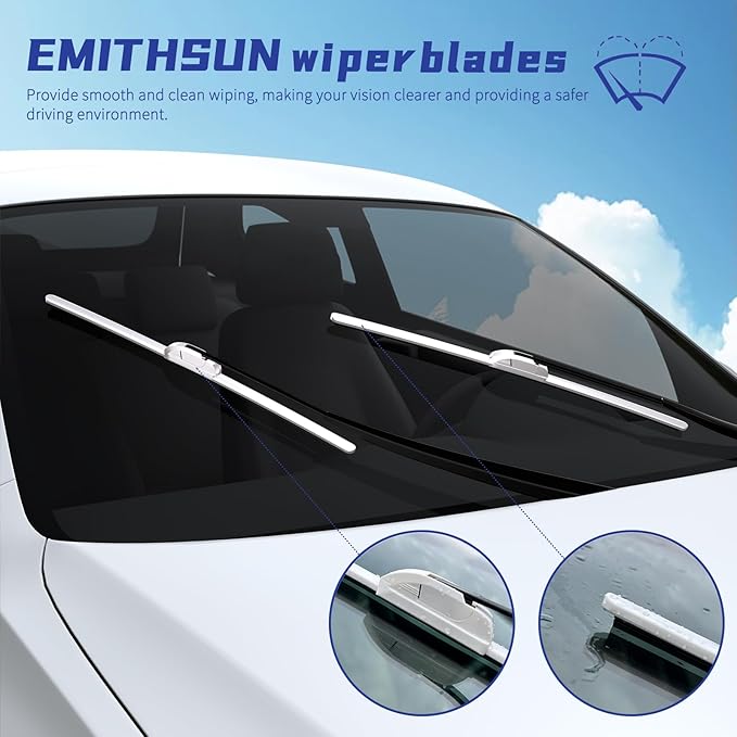 OEM QUALITY 26" + 16" Premium All-Seasons Durable Stable And Quiet White Windshield Wiper Blades (Set of 2)