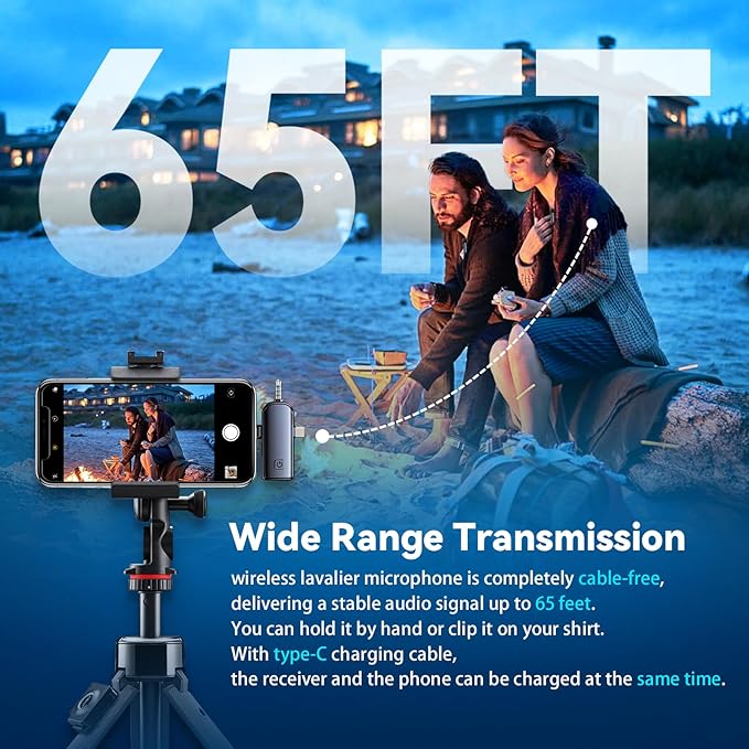 3 in 1 Wireless Lavalier Microphones for iPhone,Android,USB-C,Camera,Built-in Reduction ChipNoise,Plug-Play, 2.4G Ultra-Low Delay Mini Microphone for Interview/tiktok/Vlog/YouTube(3 MIC)