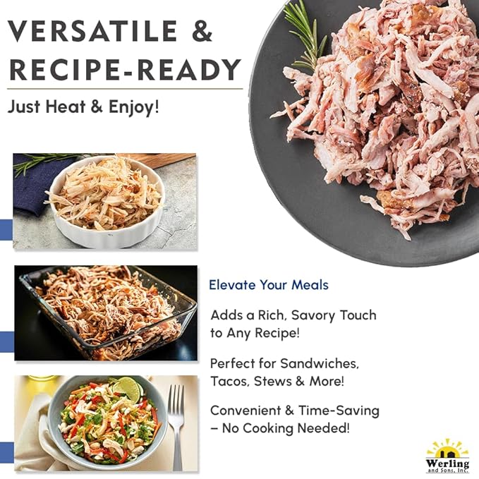 Werling & Sons Fully Cooked Canned Turkey Meat 14.5 Oz Heat & Eat Premium Quality Recipe Ready Canned Meat for Everyday Quick Meals, Camping, Emergency Canned Food & Survival Preparedness Pack of 12