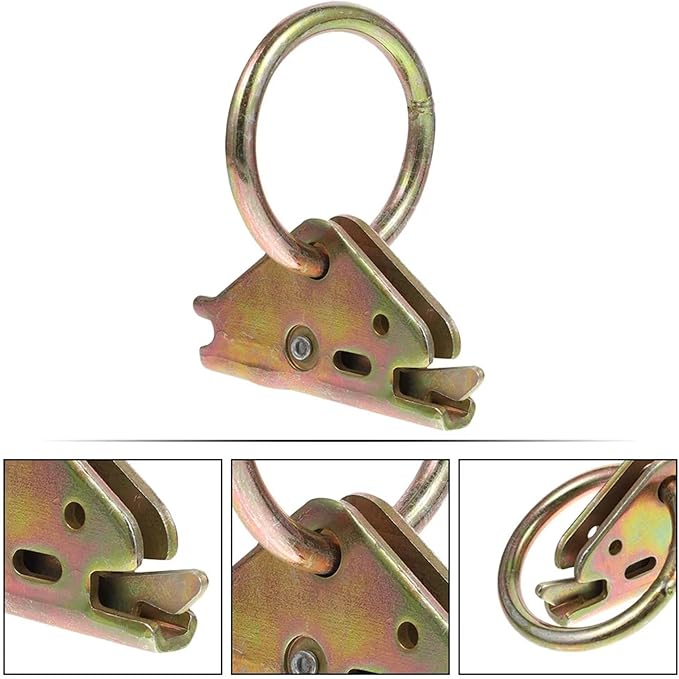 Cargo Steel E-Ring Tie Down Hooks 6PCS Heavy Duty Cargo Hooks - E Track Truck Bed/Trailer Tie Down for E-Track Rail/Single System