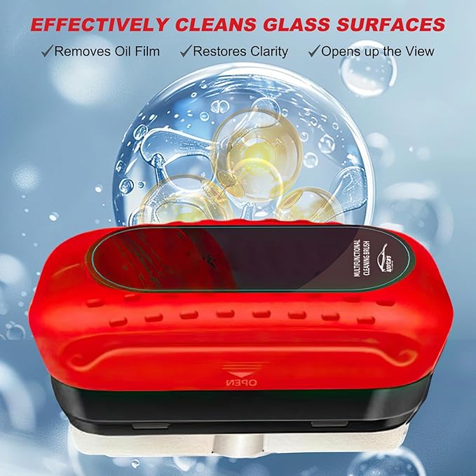 Automotive Oil Film Cleaning Brush New Glass Coating for Windshield Glass Oil Film Remover,Clear Vision Glass Cleaner with Refill for Windshield Improves Clarity and Visibility(1PCS)