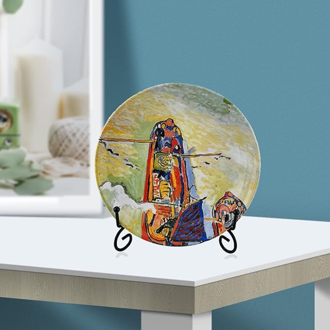Plate Stand, 10 Inch Plate Holder for Display, Tabletop Black Iron Easel for Photo, Picture Frame, Artwork, Album Card and Decorative Plates (Black Color, 2-Pack)