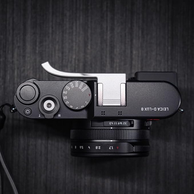 Metal Thumb Up Grip for Leica D-LUX8 DLUX8 Camera, Hot Shoe Thumb Rest Support Grip ，Exclusive Vintage Anti-Slip Pattern, Enhance The camera's Grip Feel (Silver)