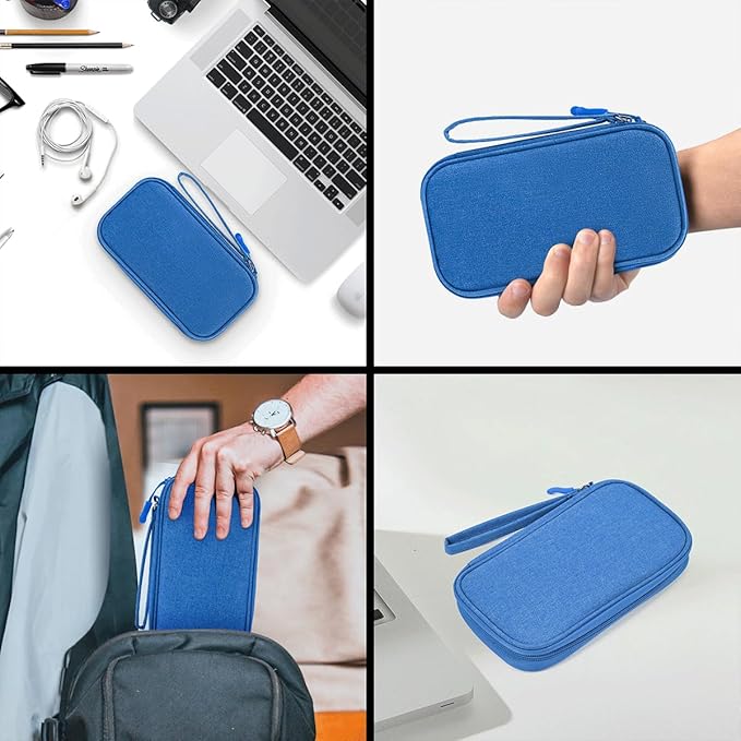 Travel Cord Organizer - Electronics Organizer Case, Cable Organizer Bag Pouch Waterproof Portable Accessories Case for Cord, Charger, Phone, Power Bank, Earphone (Blue)