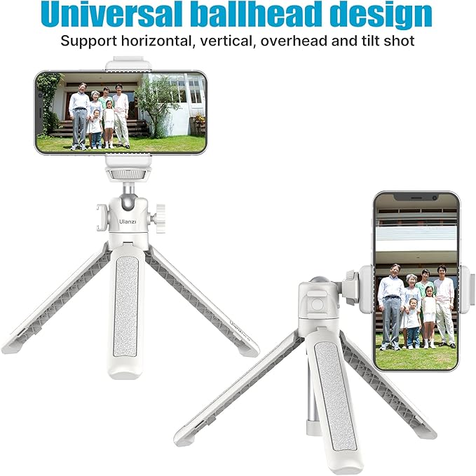 Ulanzi MT-42 Camera Tripod Mini Tabletop Tripod Selfie Stick with Cold Shoe,Travel Tripod for Phone 17 Canon G7X Mark III Sony ZV-1 RX100 VII A6600 Vlogging Filmmaking Live Streaming White