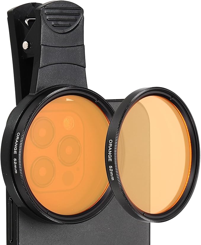PATIKIL 52mm Phone Camera Lens, Clip-On Full Color Filter Circular Polarizing Lens for Most Smart Phones and DSLR Cameras, Orange