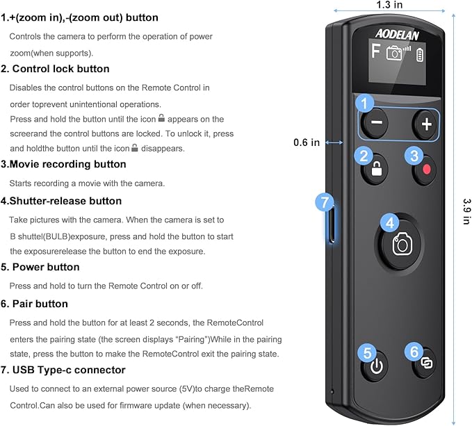 for Fujifilm Rechargeable Camera Remote Control Wireless Shutter Release Compatiable with Fuji X-T30 II, X-S10, X100VI, X-H2S, X-H2, X-T5, X-T4, X-T3, X-S20, X-T50, X-T30, X-M5, X-E5, X Half(Black)