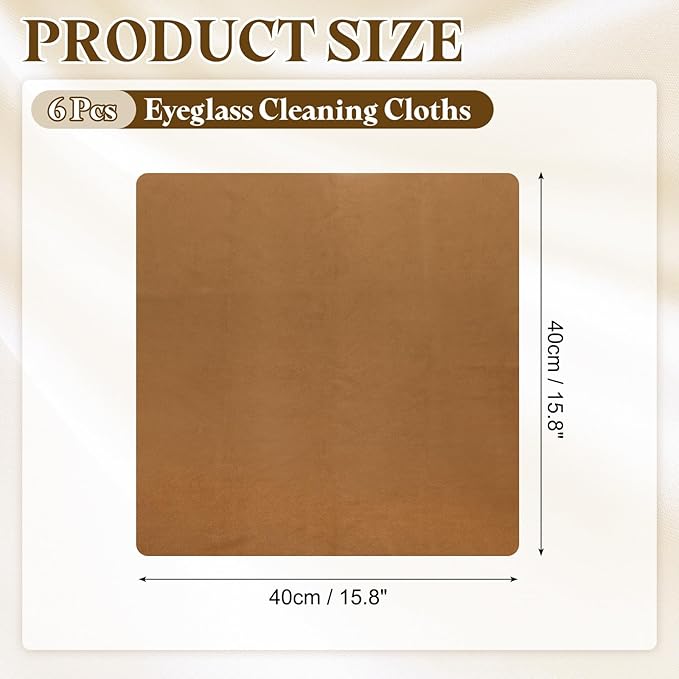 PATIKIL 6Pcs Soft Eyeglass Cloths, 15.8 x 15.8 Electronics Microfiber Cleaning Cloths Eyeglass Cleaning Fabric for Lens Wipes Glasses Cleaner Jewelry LCD Screens Cameras, Coffee
