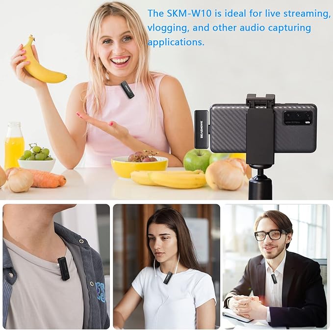 Sevenoak Wireless Lavalier Microphone for Android USB-C Phone Plug Play Type-C Mic for iPhone 15 Noise Cancellation Compact Cordless Clip on Mic for Video Recording Live Streaming Podcasting