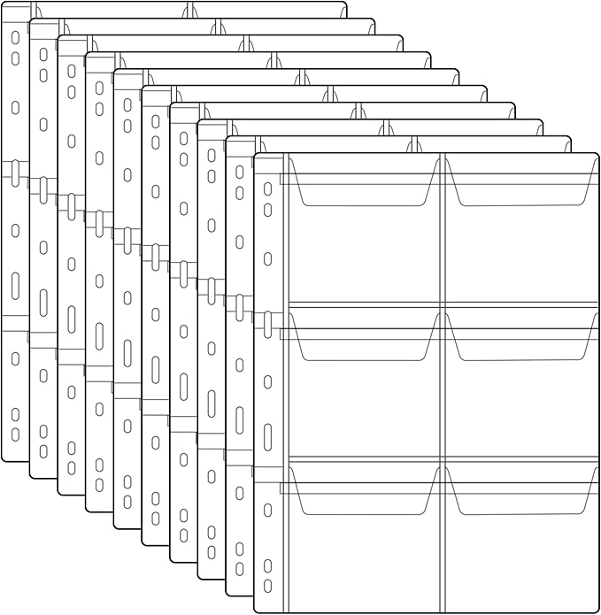 60 Pockets Coin Binder Pages - 3.8×3.2 inch Holders 10 pcs Loose-Leaf Sheets Acid-Free Collection Holders for Medallion Coin Stamp Currency Collecting Supplies 97x82 mm / 3.82x3.23 inch CS03206