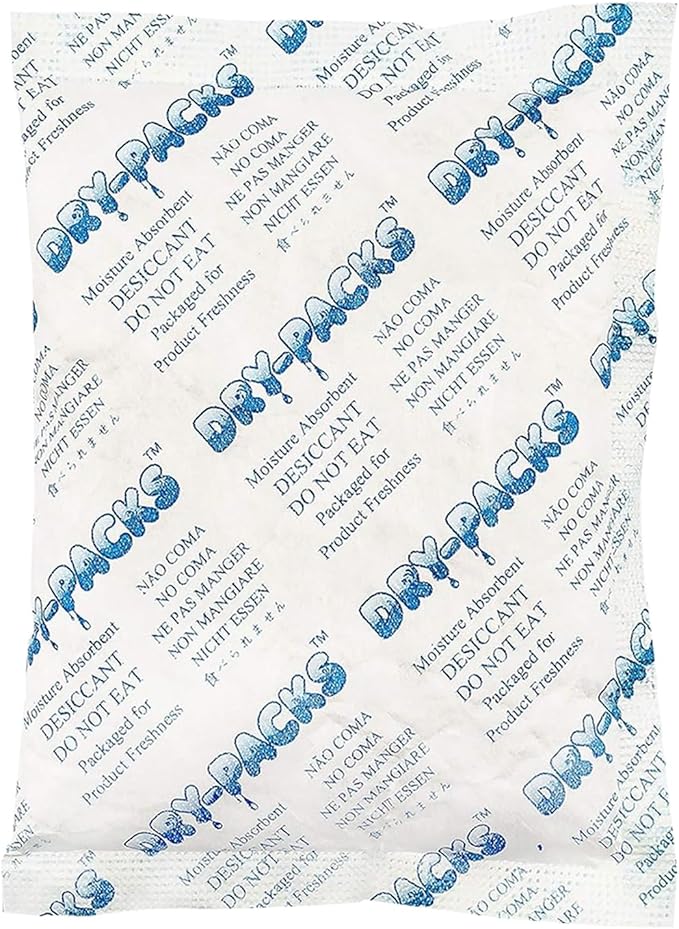 Dry-Packs Industries Silica Gel in Tyvek Rechargeable Dehumidifier Absorbs Moisture 3 Gram 50PK, 50-Pack, 50 Count