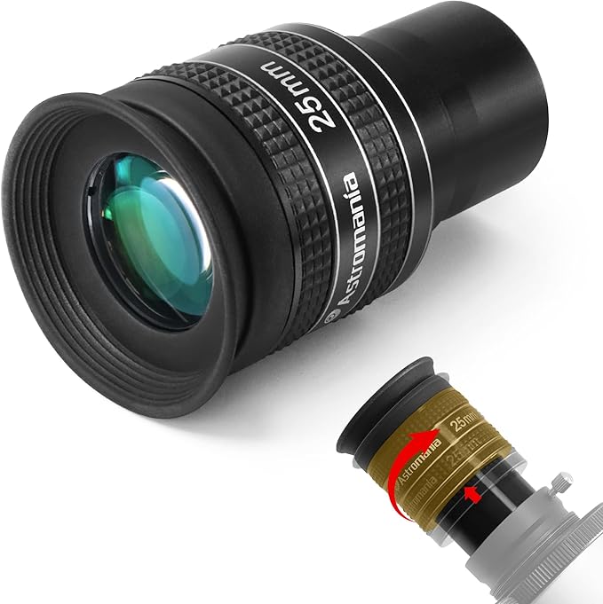 Astromania Telescope Eyepiece 25mm, Wide Angle 58 Degree Apparent Field Planetary Eyepiece for 1.25 inch Astronomy Telescope & Filter, Fully Multi-Coated Telescope Accessory for Planetary Observation