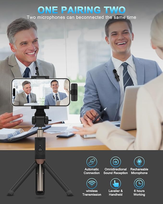 Wireless Lavalier Microphone Usb C, Lapel Bluetooth Mic for Apple iPhone 17 16e/15 Pro Max/ Plus, Lavalier Microfono Inalambrico Para Android Phone Collar Clip On Mic Mini Lav for Vedio Youtube iPhone