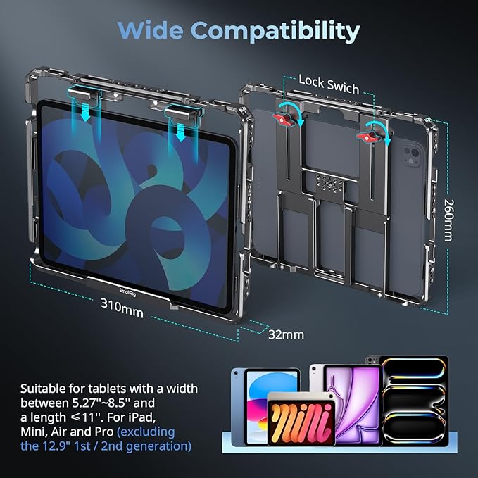 Bundle: SmallRig Universal Phone Video Rig Kit for iPhone 3384C+ SMALLRIG Universal Metal Cage for iPad MD5059