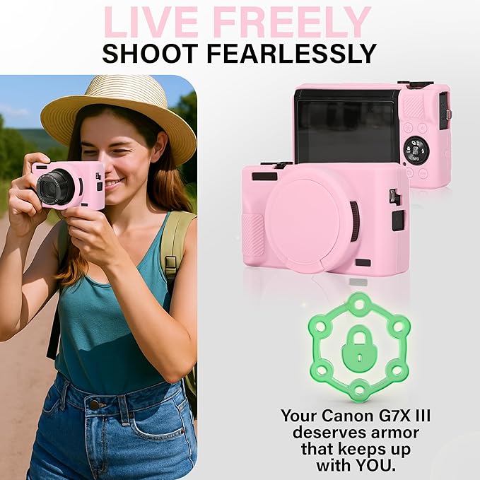 STSEETOP Silicone Case for Canon Powershot G7 X Mark II, G7 X Mark II Case Soft Protective Cover with Anti-Slip Grip and Lens Protection, Scratch Resistant (Pink)